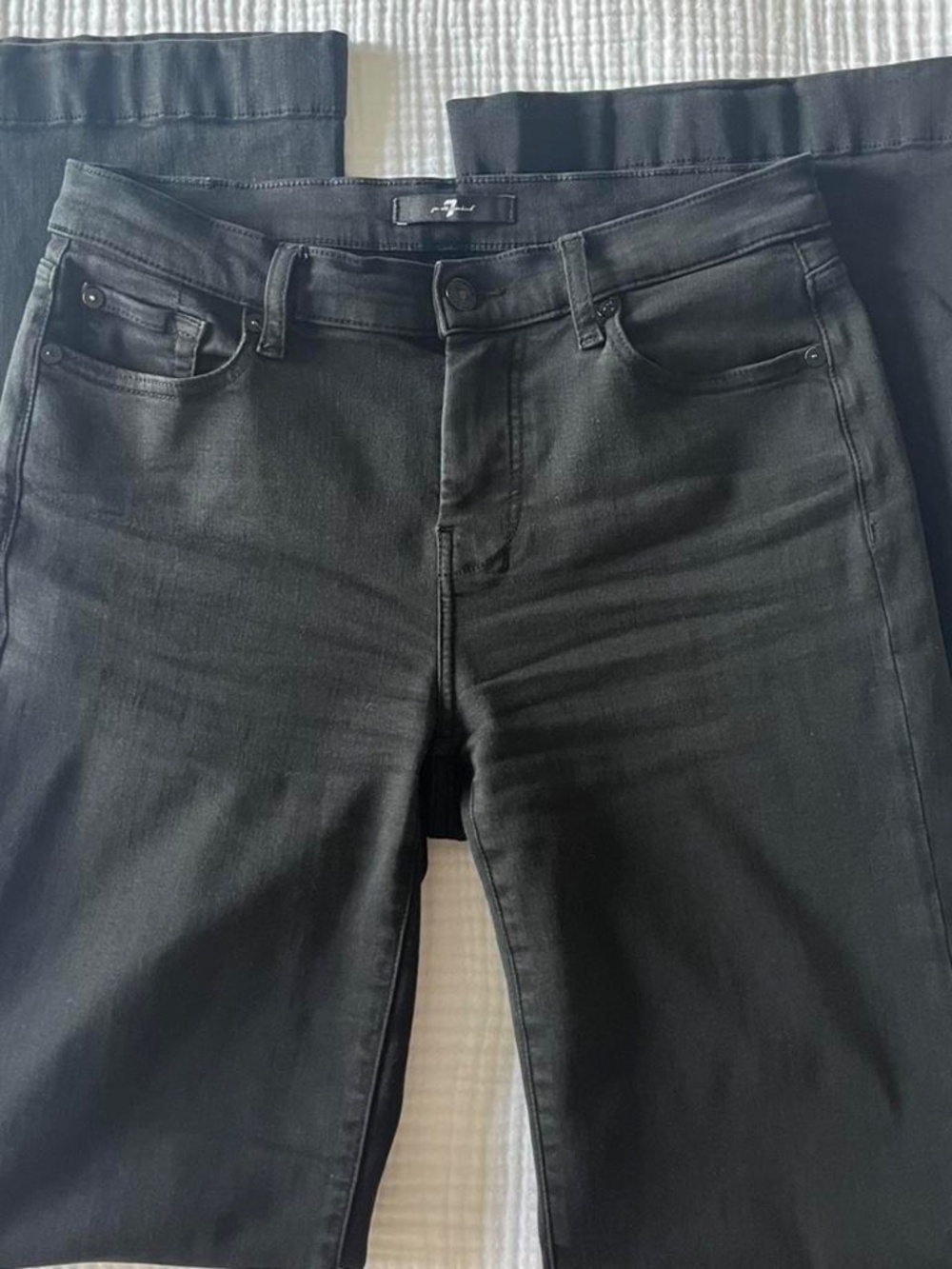 7 For All Mankind Dojo Tailorless Slim Illusion Flare Jeans in Black - Picture 6 of 6